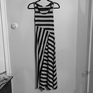 Black and white striped maxi dress